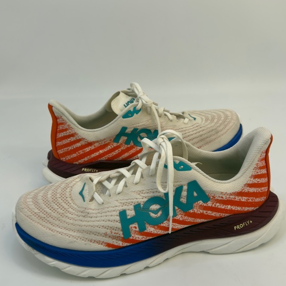 Hoka Cream and Blue Athletic Shoes - Picture 9 of 15